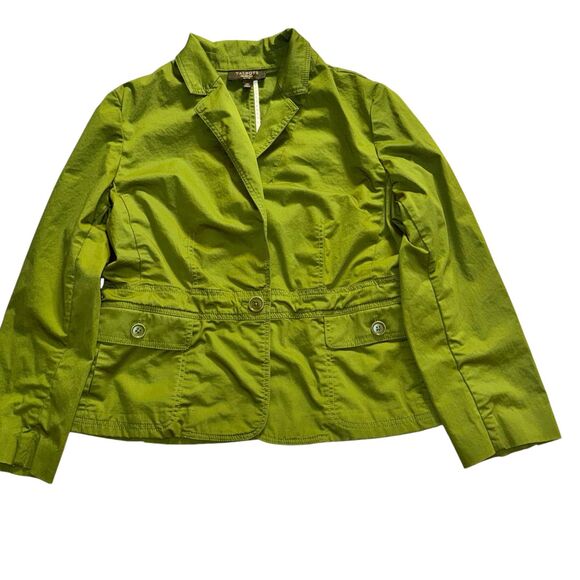 Talbots Green Twill Petites Safari Jacket Cotton Size 14P - Picture 1 of 6